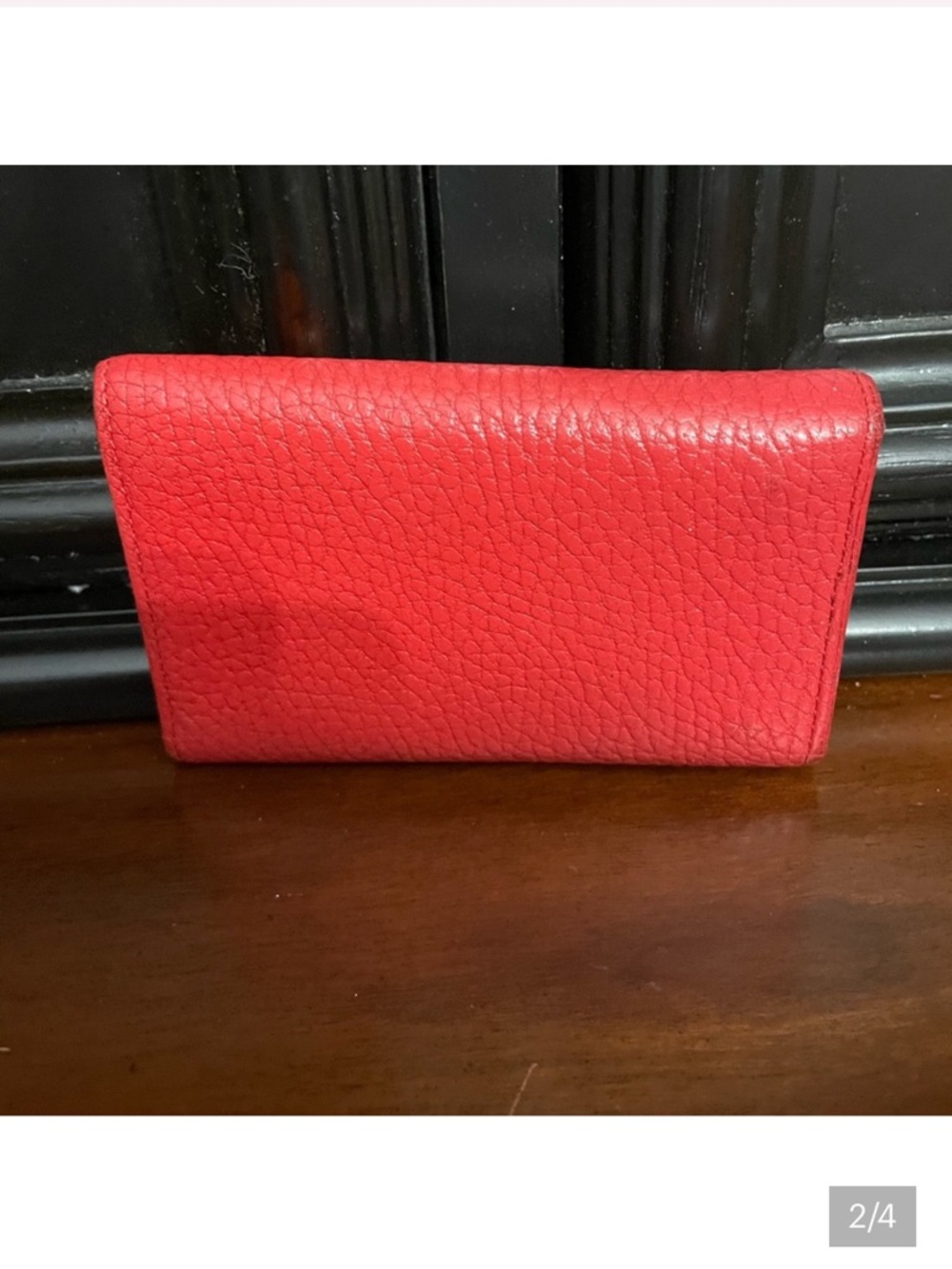 Versace Red Pebbled Leather Card Wallet - Picture 4 of 5
